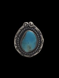 Beautiful Vintage Native American Sterling Silver Turquoise Ring, Size 5.5