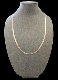 Gorgeous Vintage Long Italian Sterling Silver Thick Herringbone Necklace
