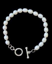 Vintage Sterling Silver Pearl Style Bracelet