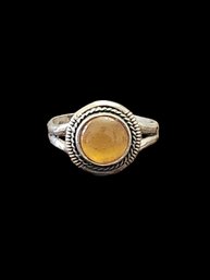 Vintage BOMA Sterling Silver Citrine Color Ring, Size 8
