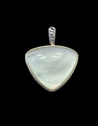 Large Beautiful Vintage Designer BARSE Sterling Silver Ornate Mother Of Pearl Pendant