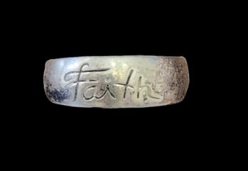 Vintage LA Sterling Silver Faith Ring, Size 9