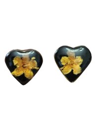 Vintage Mexican Artisan Pressed Flower Stud Earrings