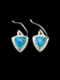 Vintage Sterling Silver Fire Opal Dangle Earrings