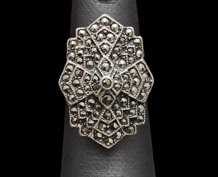 Vintage Sterling Silver Marcasite Ring, Size 5