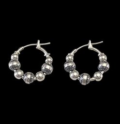 Vintage Sterling Silver Ball Hoop Earrings