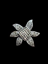 Vintage Sterling Silver Marcasite Brooch