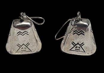 Native American Style Sterling Silver Bell Earrings