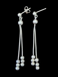 Vintage Sterling Silver Long Dangle Earrings