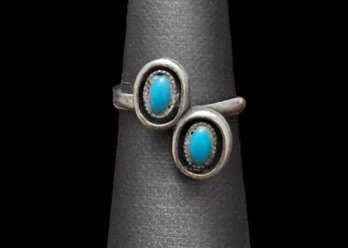 Vintage Native American Sterling Silver Turquoise Ring, Size 5