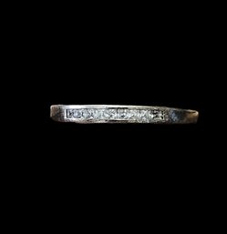 Vintage Sterling Silver Clear Stones Thin Band Ring, Size 9