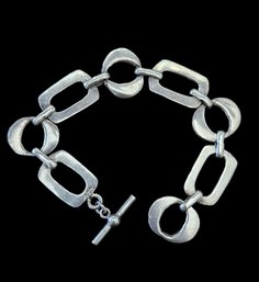 Heavy Vintage Solid Sterling Silver Link Bracelet