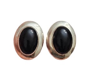 Vintage Sterling Silver Onyx Stud Earrings