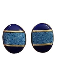 Gorgeous Vintage Sterling Silver Lapis Turquoise Earrings