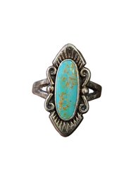 Vintage Native American Sterling Silver Turquoise Ring, Size 9