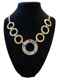 Gold Tone And Snake Print Circles Necklace