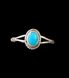 Vintage Navajo Designer Tom H Begay Native American Sterling Silver Turquoise Ring, Size 8