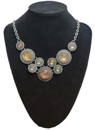 Vintage Gemstone Silver Tone Necklace