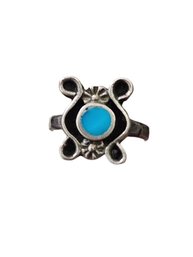 Vintage Native American Sterling Silver Turquoise Ring, Size 3.5
