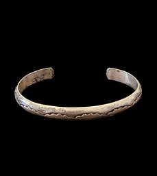 Vintage Native American Style Sterling Silver Etched Cuff Bracelet