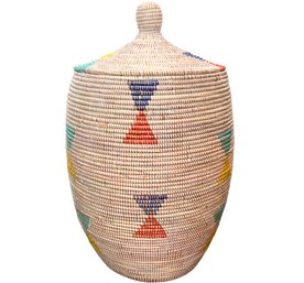 Tall African Hamper Basket With Lid 32'