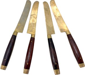 Four Vintage Brass & Rosewood Cheese Spreaders