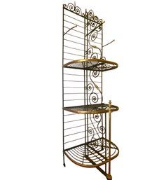 Antique 19th Century French Bakers Rack With Brass Accents 'A Coubrier A Paris' 30' X 21' X  93'