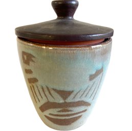 Inuit Indigenous Tribal Pottery  - Lidded Vessel 4.5'