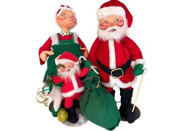 Three Analee Stuffed Christmas Posable Figures From The 1980s