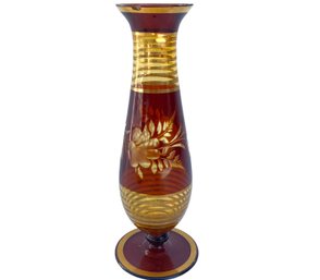 Vintage Bohemian Glass Bud Vase 7.5'