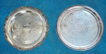 Two Vintage Round Silver Plate Platters