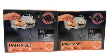 NEW IN BOX - Acrylic Wine & Hors D'Oeuvre Snack Set