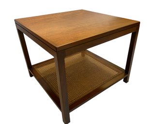 Mid Century Accent Table With Cane Shelf By Founder's Furniture