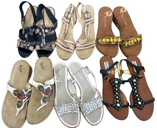 Six Pairs Of Women's Size 7 Sandals (A)