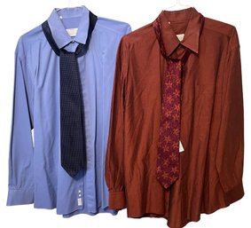 Two Zegna Men's Shirts  With Ties