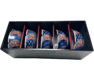 Five Bright Japanese Ceramic Soup Bowls