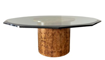MCM Edward Wormley For Dunbar Glass And Olive Burl Wood Low Table