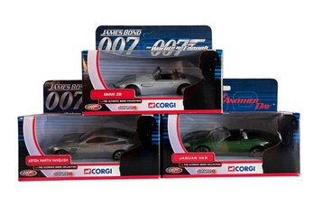 Vintage Trio Of James Bond 007 Cars- New In Boxes