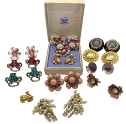 Vintage Collection Of Non-Pierced Earrings And Earring/Pin Set - 10 Pieces