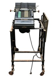 Antique Burroughs Electric Adding Machine On Integrated Cart