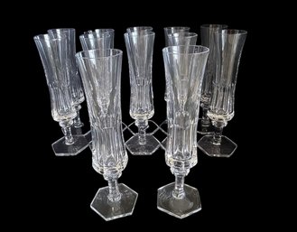 Twelve Vintage Crystal Champagne Flutes Nachtman