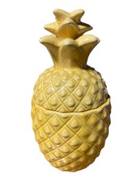 Yellow Glazed Ceramic Pineapple Canister With Lid