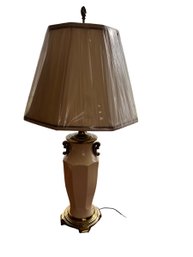 Brass And Ceramic Table Lamp With Ruched Shade