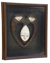 Vintage Deep Shadow Box With Tribal Mask