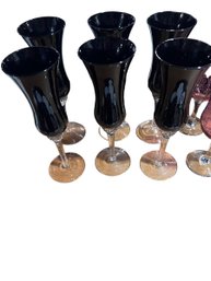 Elegant Set Of 4 Black Champagne Flutes
