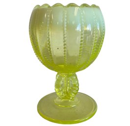 19th Century Antique Northwood Yellow Footed  Uranium Glass Rose Bowl
