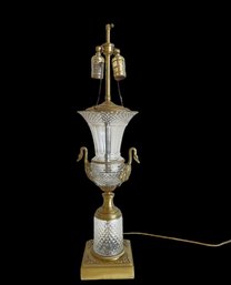 Vintage Brass & Glass Table Lamp With Swan Head Motif