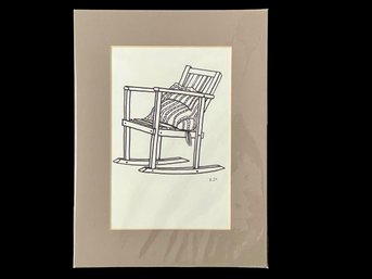 Initialed Eugenia Joyce Fayen (amer.  20th Cent.) Ink On Paper, Child's Rocking Chair