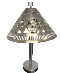 Pierced Chrome Table Lamp