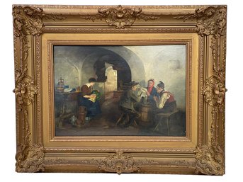 C.1880 Rembrandt Style Oil Painting In An Antique Gilt Wood Frame, Signed Bottom Right